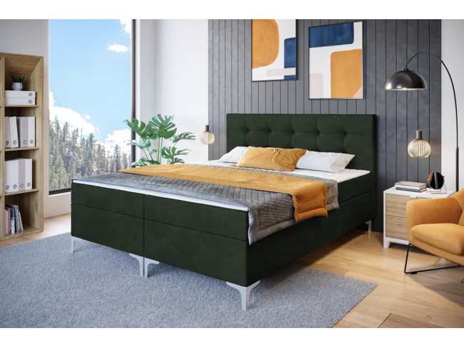 Łóżko kontynentalne Lilu 160 Riviera 38 ciemny zielony