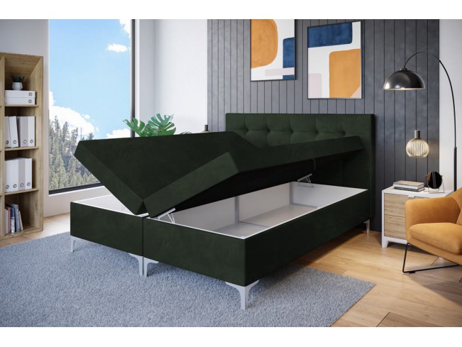 Łóżko kontynentalne Lilu 160 Riviera 38 ciemny zielony