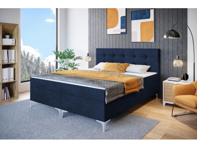 Łóżko kontynentalne Lilu 160 Riviera 81 granatowy