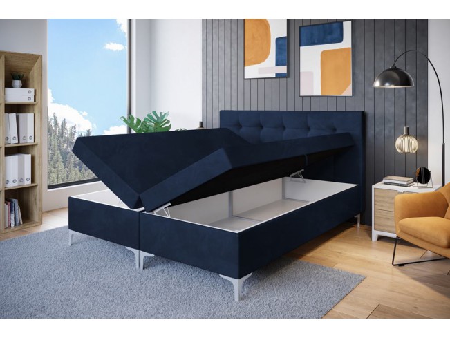 Łóżko kontynentalne Lilu 160 Riviera 81 granatowy