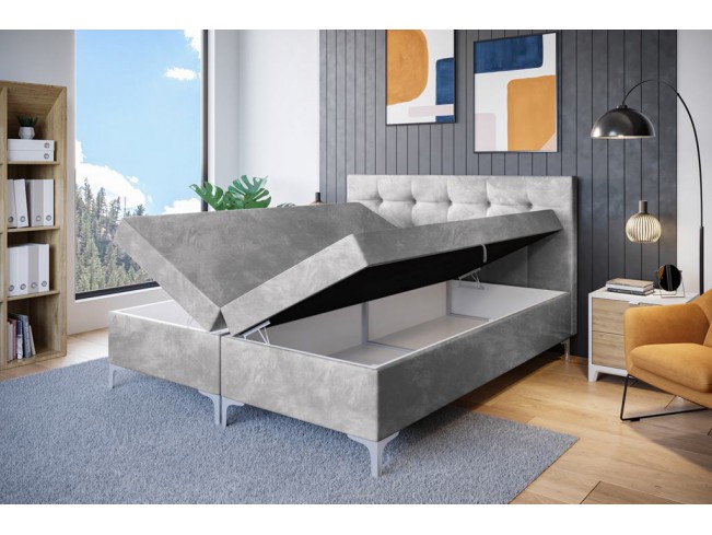 Łóżko kontynentalne Lilu 140 Riviera 82 jasny szary