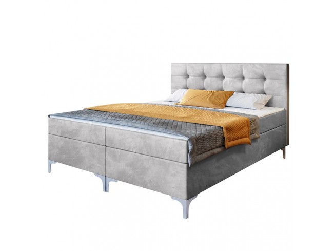 Łóżko kontynentalne Lilu 160 Riviera 82 jasny szary - widok z przodu