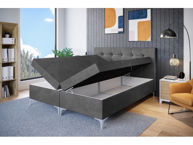 Łóżko kontynentalne Lilu 160 Riviera 91 szary