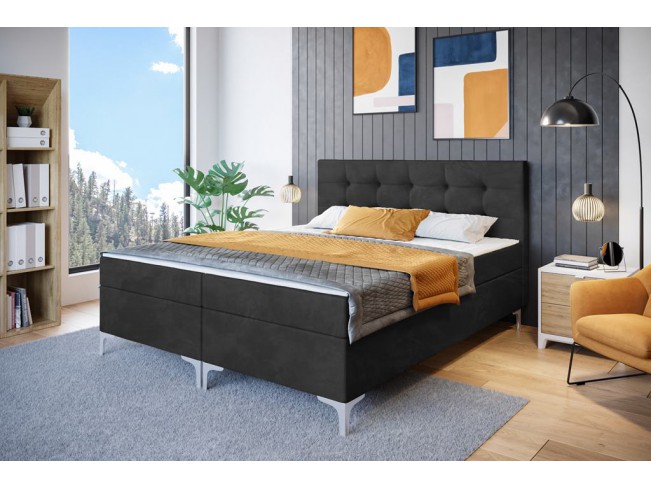 Łóżko kontynentalne Lilu 140 Riviera 95 ciemny szary