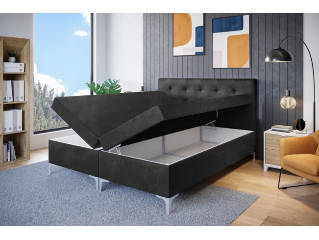 Łóżko kontynentalne Lilu 180 Riviera 100 czarny