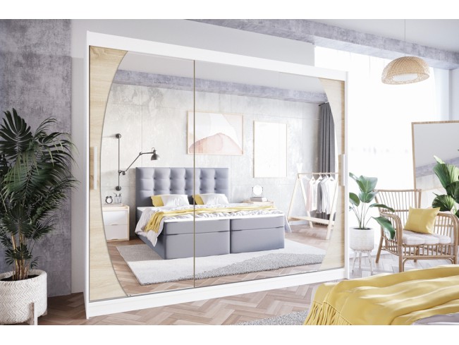 Szafa przesuwna Lolo V biały mat/sonoma 250 cm