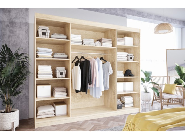 Szafa przesuwna Lolo V sonoma/biały mat 250 cm