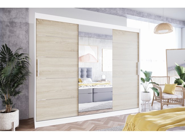 Szafa przesuwna Lolo VI biały mat/sonoma 250 cm