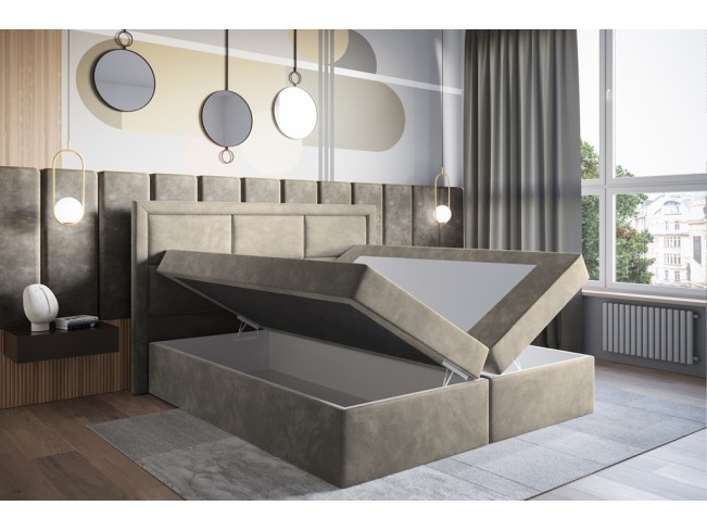 Łóżko kontynentalne Asti 180 Riviera 16 szary beż