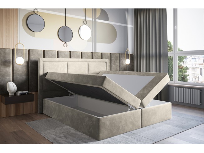 Łóżko kontynentalne Asti 180 Riviera 21 jasny beż