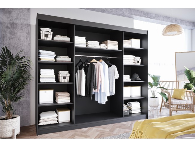 Szafa przesuwna Lolo VI czarny mat 250 cm