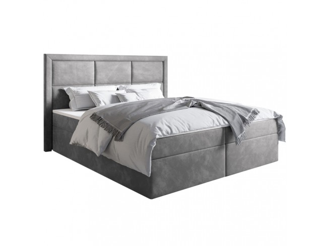 Łóżko kontynentalne Asti 160 Riviera 82 jasny szary - widok z przodu