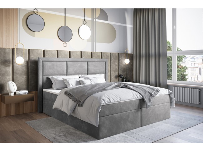 Łóżko kontynentalne Asti 180 Riviera 82 jasny szary