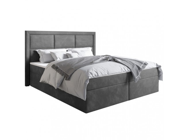 Łóżko kontynentalne Asti 160 Riviera 91 szary - widok z przodu