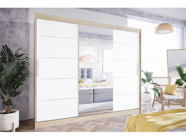 Szafa przesuwna Lolo VI sonoma/biały mat 250 cm