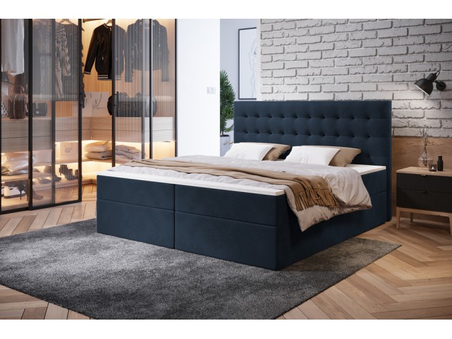 Łóżko kontynentalne Nori 180 Monolith 77 granatowy