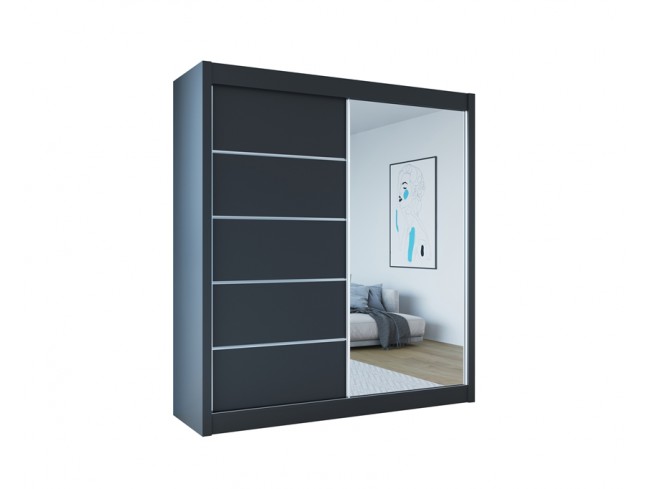 Szafa Bueno 1 180 czarny mat - widok z przodu