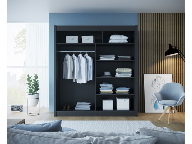 Szafa przesuwna Bueno 1 czarny mat 180 cm