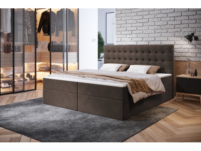 Łóżko kontynentalne Nori 140 Monolith 15 mleczna czekolada