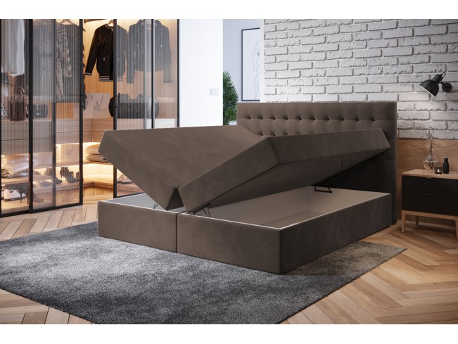 Łóżko kontynentalne Nori 160 Monolith 15 mleczna czekolada