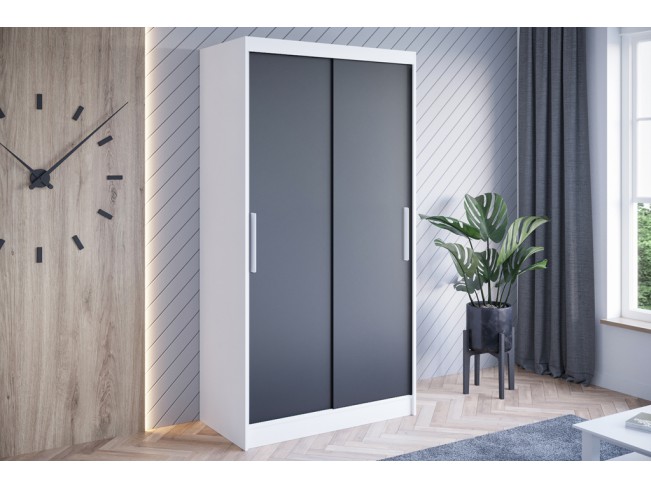 Szafa przesuwna Kalo I biały/czarny mat 100 cm