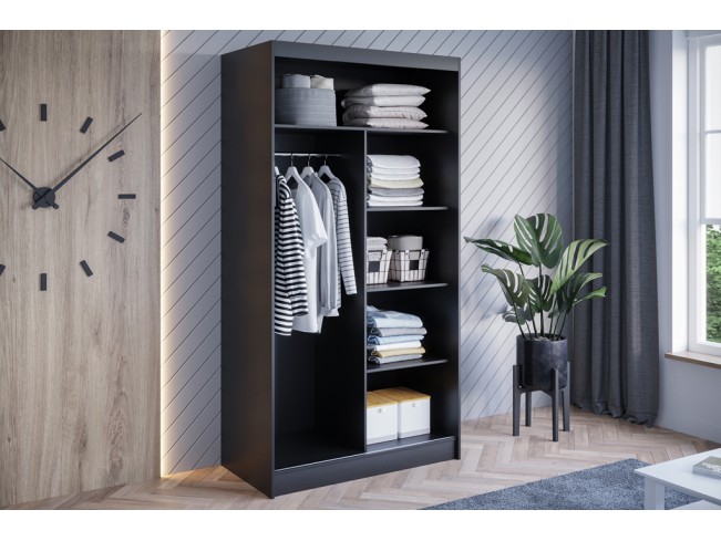 Szafa przesuwna Kalo I czarny/biały mat 100 cm