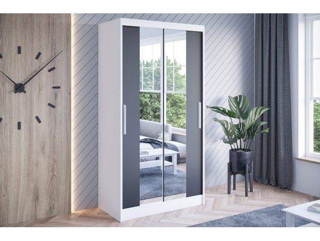 Szafa przesuwna Kalo II biały/czarny mat 100 cm