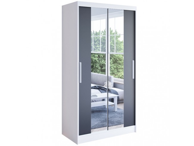 Szafa przesuwna Kalo II 100 biały/czarny mat - widok z przodu