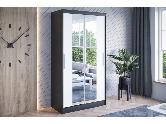 Szafa przesuwna Kalo II czarny/biały mat 100 cm