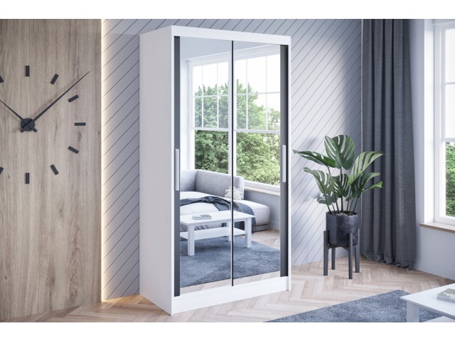 Szafa przesuwna Kalo VII biały/czarny mat 100 cm