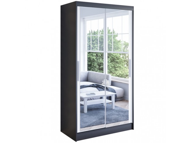 Szafa Kalo VII 100 czarny/biały mat - widok frontu z lustrem