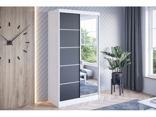 Szafa przesuwna Neto III biały/czarny mat 100 cm