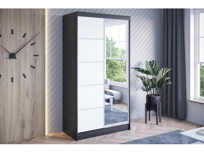 Szafa przesuwna Neto III czarny/biały mat 100 cm