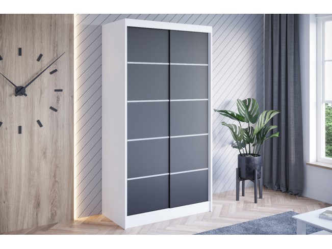 Szafa przesuwna Neto IV biały/czarny mat 100 cm