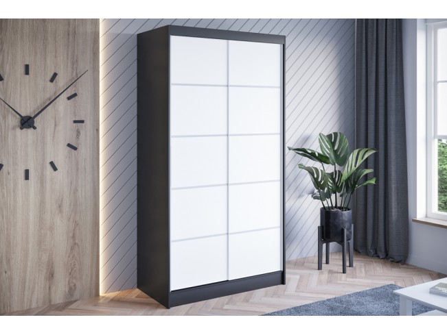 Szafa przesuwna Neto IV czarny/biały mat 100 cm