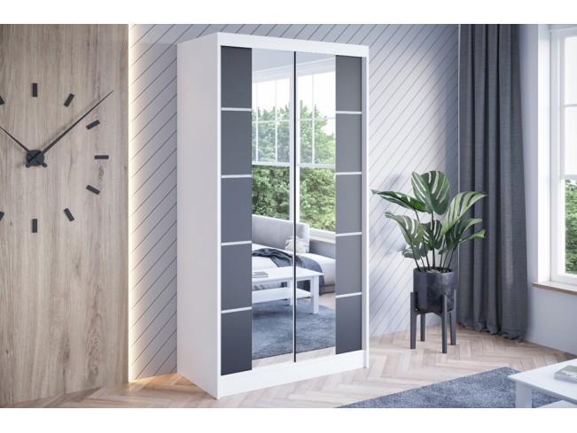 Szafa przesuwna Neto V biały/czarny mat 100 cm