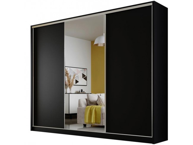 Szafa przesuwna Meblo 1 czarny mat 270 cm - widok ogólny