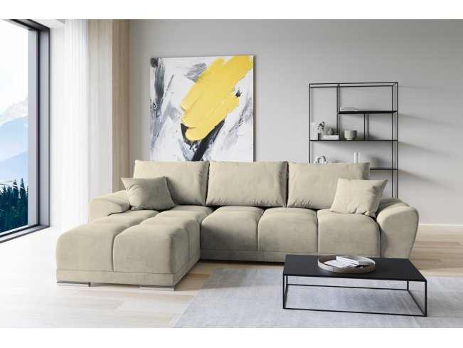 Narożnik Bego L bez funkcji spania welur Monolith 02 ecru