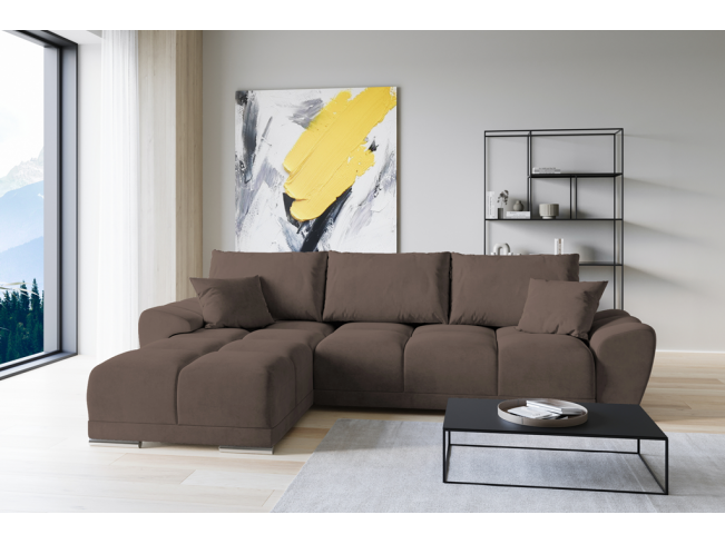 Narożnik Bego L bez funkcji spania welur Monolith 15 mleczna czekolada