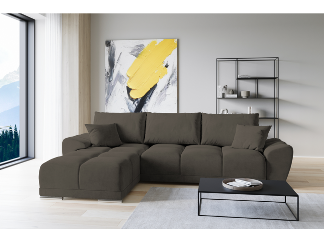 Narożnik Bego L bez funkcji spania welur Monolith 20 szary brąz