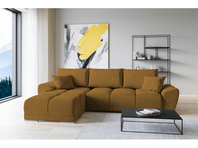 Narożnik Bego L bez funkcji spania welur Monolith 48 miodowy