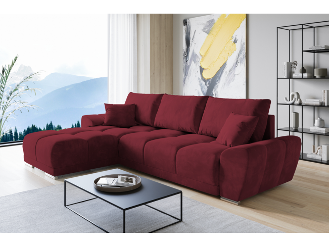 Narożnik Bego L bez funkcji spania welur Monolith 59 czerwony