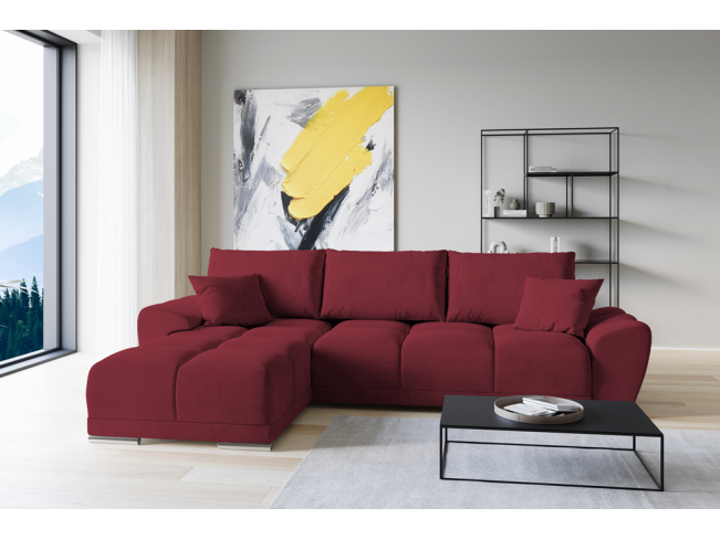 Narożnik Bego L bez funkcji spania welur Monolith 59 czerwony