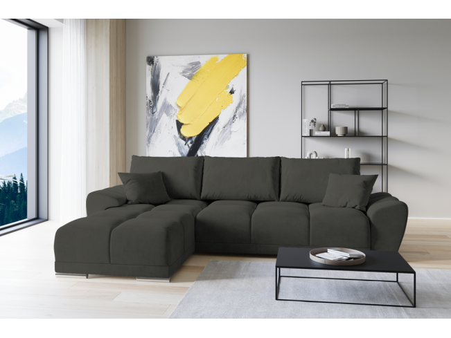 Narożnik Bego L bez funkcji spania welur Monolith 95 ciemny szary