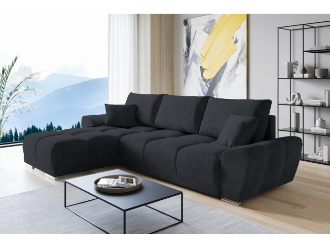 Narożnik Bego L bez funkcji spania welur Monolith 97 ciemny grafit