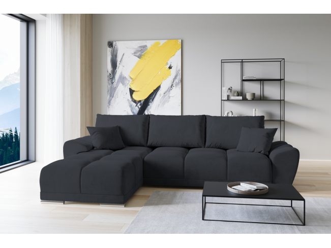 Narożnik Bego L bez funkcji spania welur Monolith 97 ciemny grafit