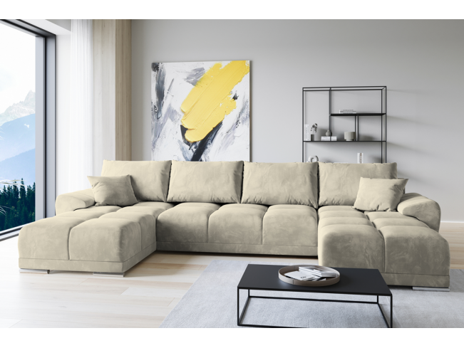 Narożnik Bego U bez funkcji spania welur Monolith 02 ecru