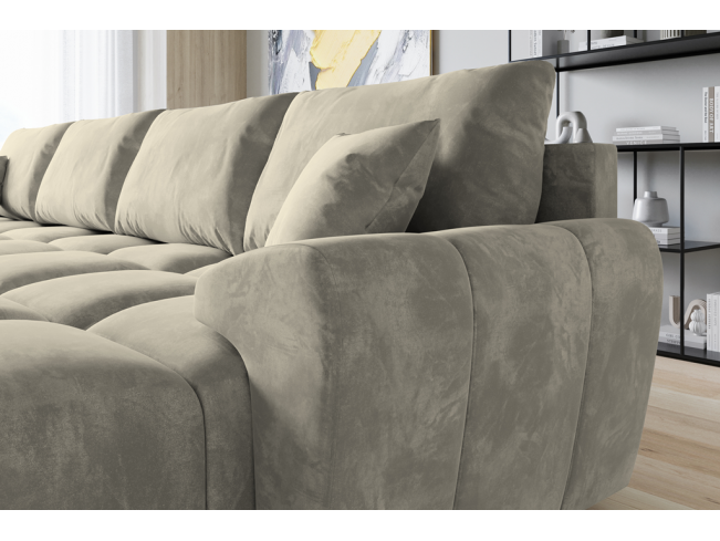 Narożnik Bego U z funkcją spania welur Monolith 02 ecru