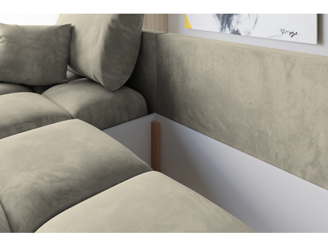 Narożnik Bego U z funkcją spania welur Monolith 02 ecru