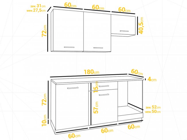 Kuchnia Leto 2 biały mat 180 cm